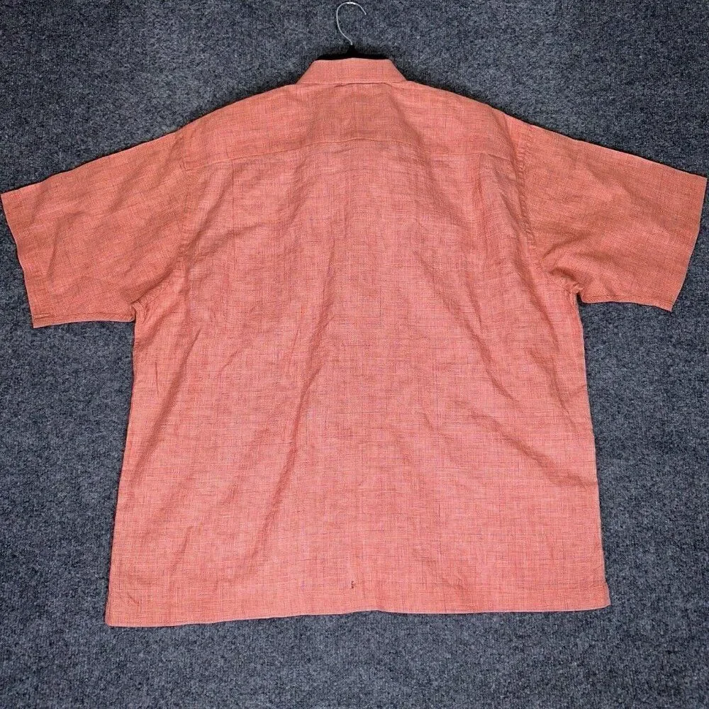 Jos A Bank Traveler Shirt Men XL Coral 100% Linen Button Down Long Sleeve Pocket